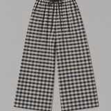 2967 Gingham Seersucker Balloon Trousers - Navy/Beige
