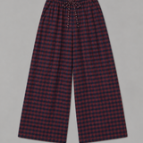 2967 Gingham Seersucker Balloon Trousers - Red/Navy
