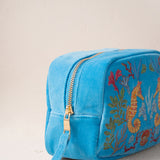 Coral Seahorse Makeup Bag - Mediterranean Blue