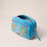 Coral Seahorse Makeup Bag - Mediterranean Blue