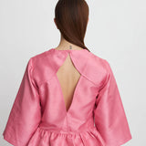 Crispy Peplum Blouse - Pink