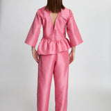 Crispy Peplum Blouse - Pink