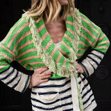 Capri Cardigan - Green Stripe
