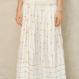 Dacy Emb Maxi Skirt - Ecru/Mustard
