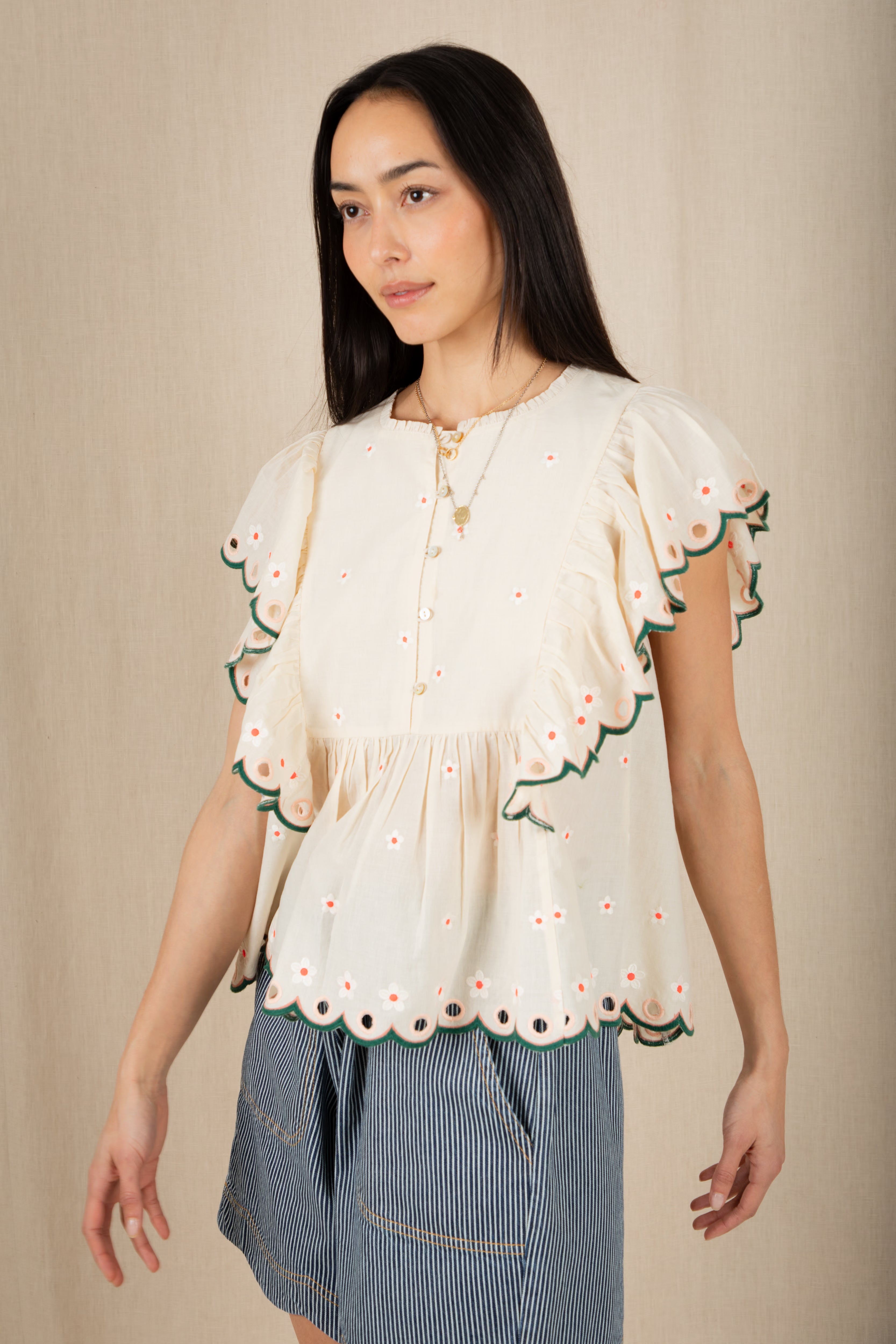 Darcy Top - Ecru Multi