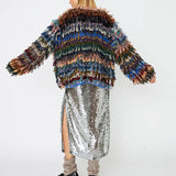 Fay Multi Fringe Cardigan - Dark Multi