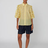Delicate Checked Frill Shirt - Lovely Yellow