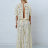 Delicate Lace Flared Trousers - Vanilla