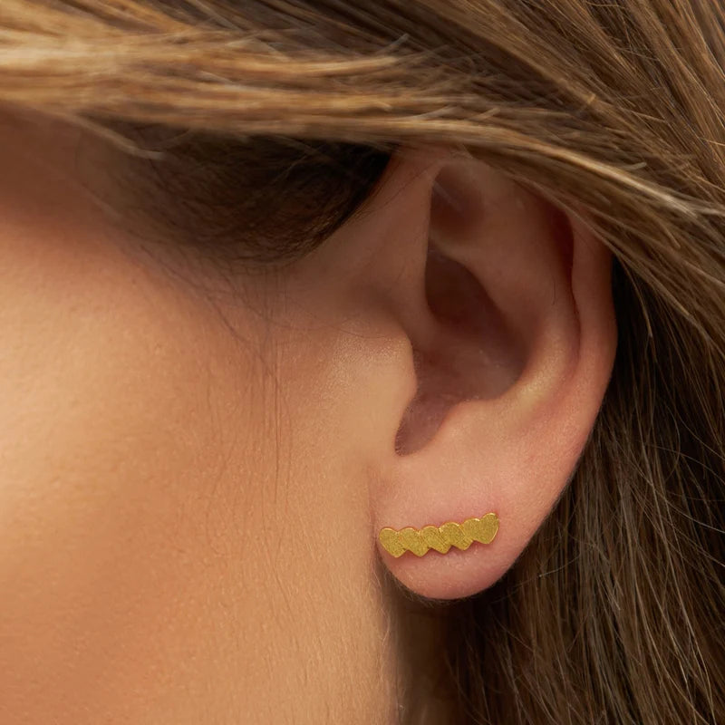 5 Domino Hearts 1 PCS Earring - Gold