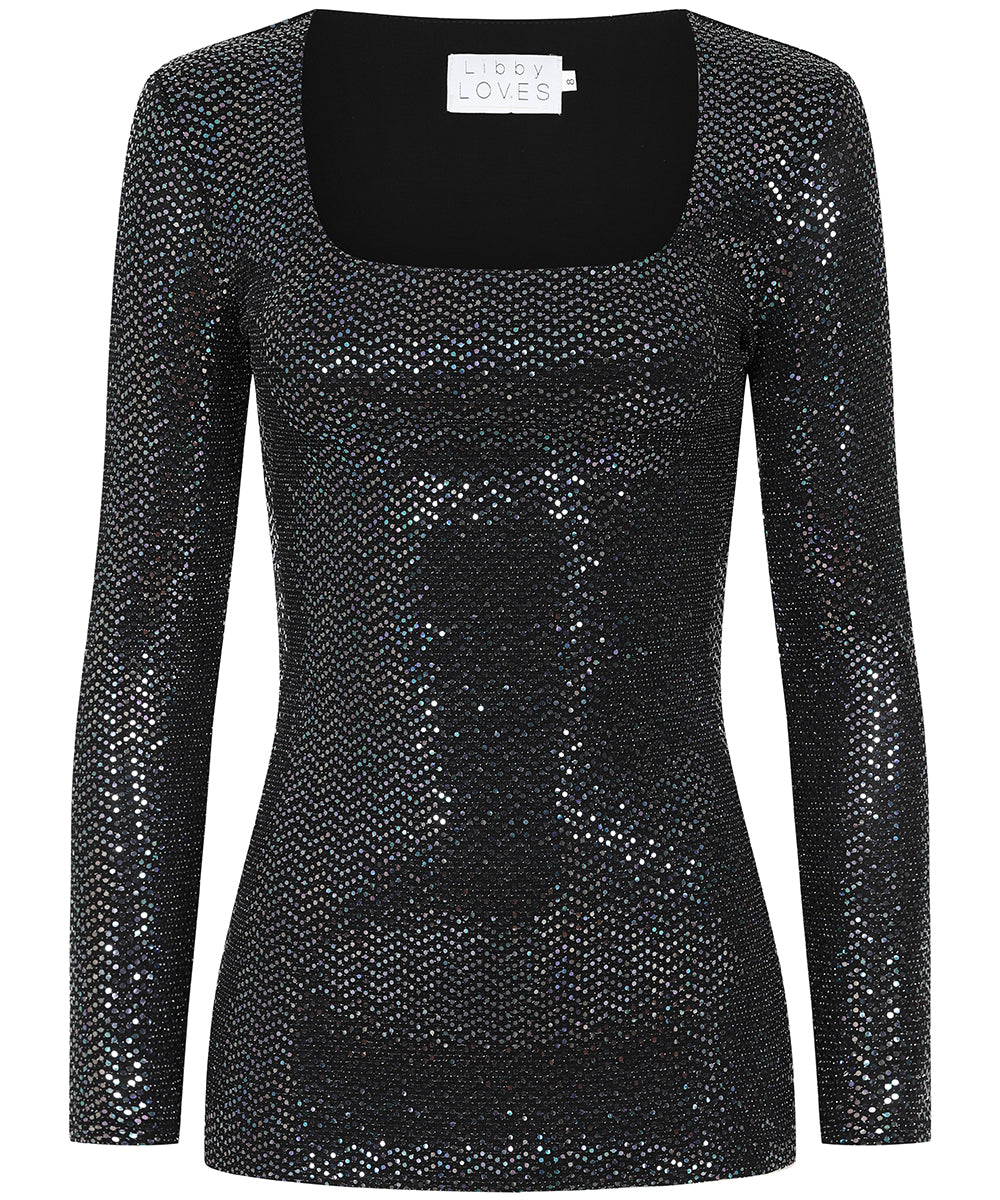 Hayley Top - Gunmetal Sparkle