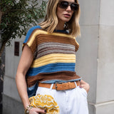 Romy Knit Tank - Blue/Choc Mix