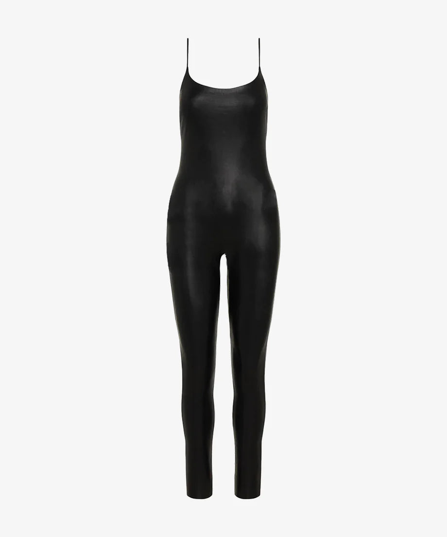 Faux Leather Cami Catsuit - Black