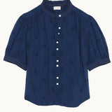 Frani Emb S/S Top - Indigo