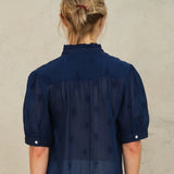Frani Emb S/S Top - Indigo