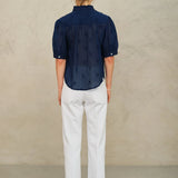 Frani Emb S/S Top - Indigo