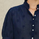 Frani Emb S/S Top - Indigo