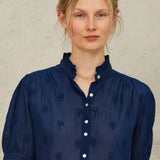 Frani Emb S/S Top - Indigo