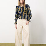 Taya Blouse - Navy/Olive