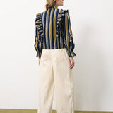Taya Blouse - Navy/Olive