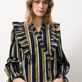 Taya Blouse - Navy/Olive