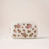 Floral Bouquet Stripe Makeup Bag - Light Blue
