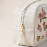 Floral Bouquet Stripe Makeup Bag - Light Blue