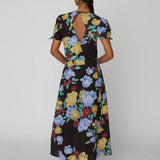 Flowered Cotton Midi Dress - Dark Flowers