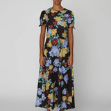 Flowered Cotton Midi Dress - Dark Flowers