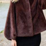 Gabriella Faux Fur Jacket - Brown