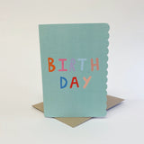 'Birthday' Scalloped Card - Blue