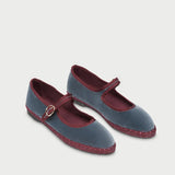 Georgina Mary Jane Shoes - Grey/Burgundy