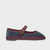 Georgina Mary Jane Shoes - Grey/Burgundy
