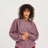 Gladis Tan Blouse - Pink/Blue