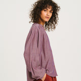 Gladis Tan Blouse - Pink/Blue