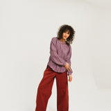 Gladis Tan Blouse - Pink/Blue