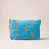 Gold Palm Everyday Pouch - Mediterranean Blue