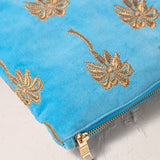 Gold Palm Everyday Pouch - Mediterranean Blue
