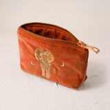 Golden Elephants Coin Purse - Rust