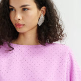 Hunder Rhinestone Earrings - Silver