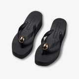 High Platform Pearl Paris Flip Flop - Black