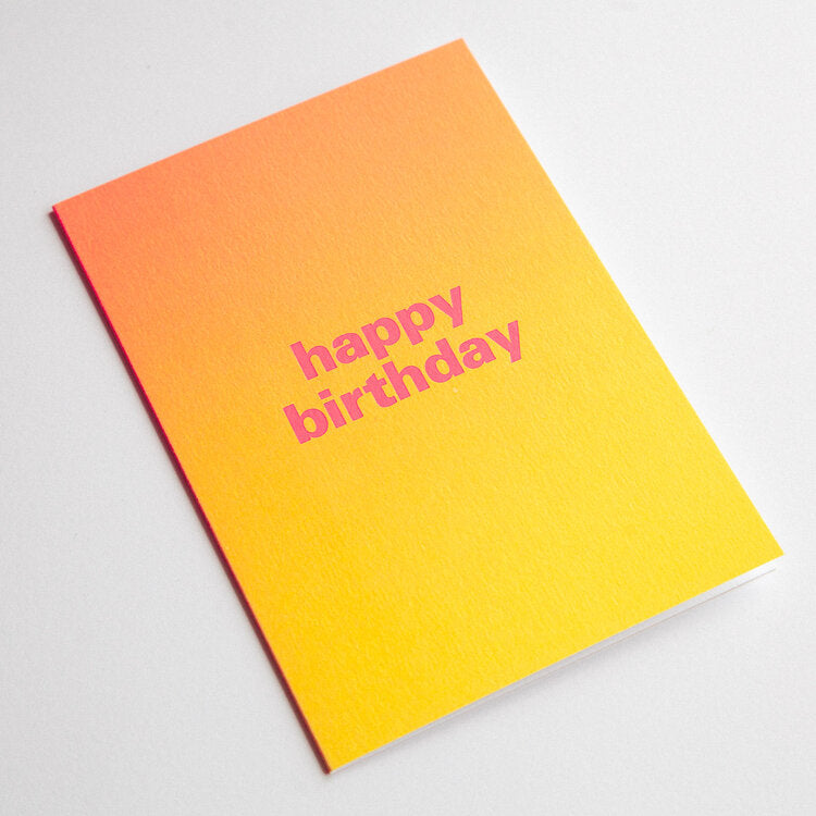 Nice & Graphic Pastel Happy Birthday Card - Orange