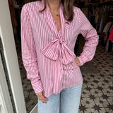 Lily Stripe Bow Shirt - Pink
