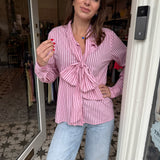 Lily Stripe Bow Shirt - Pink
