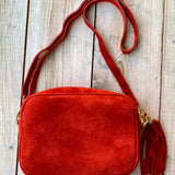 Paris Suede Handbag - Red