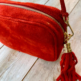 Paris Suede Handbag - Red