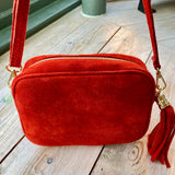 Paris Suede Handbag - Red