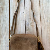 Paris Suede Handbag - Taupe