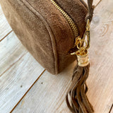 Paris Suede Handbag - Taupe