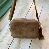 Paris Suede Handbag - Taupe