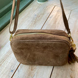 Paris Suede Handbag - Taupe